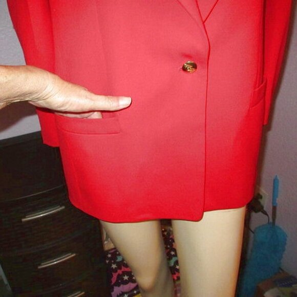 Vtg Austin Reed Women's Blazer Jacket Size 12 Red Worsted Wool Lined Pockets USA - Picture 3 of 12